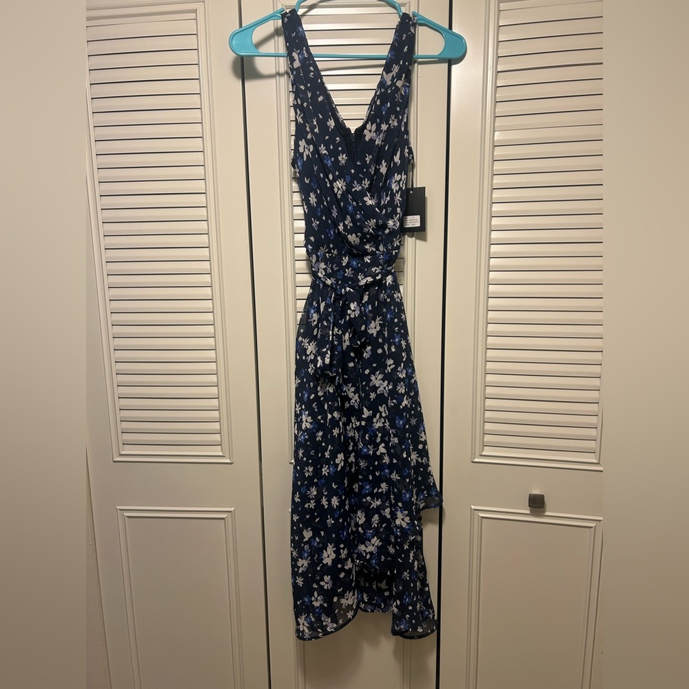 DKNY Floral Blue Midi Dress